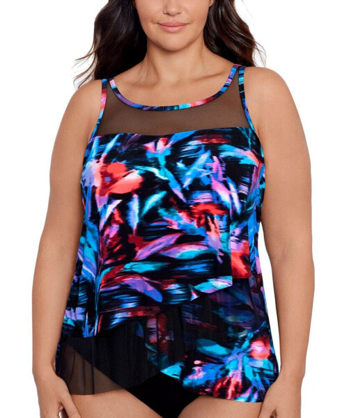 Plus Size Fuego Flora Mirage Underwire Tankini Top