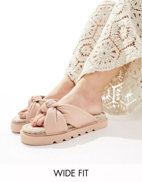 ASOS DESIGN Wide Fit Jemima cross strap espadrilles in light pink