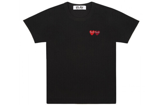 Футболка CDG Play Double Heart T-Shirt Black T AZ-T225-051-1