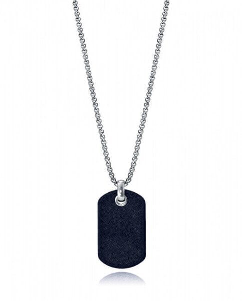 Stylish necklace with leather dog tag Magnum 15108C01010