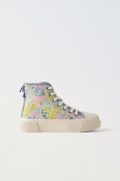 Floral print high-top sneakers