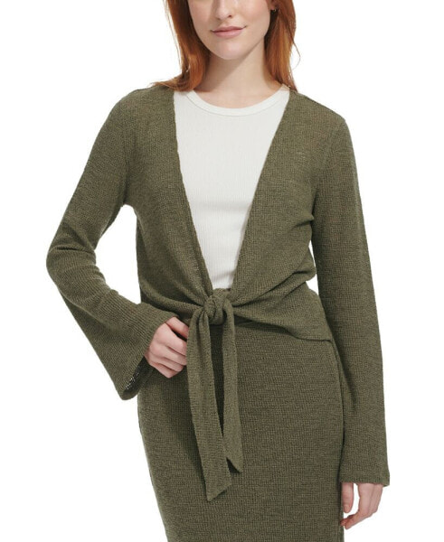 Women's Tie-Front Bell-Sleeve Cardigan