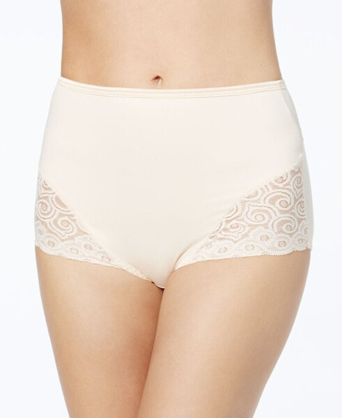 Women's Firm Tummy-Control Lace Trim Microfiber Brief Underwear 2 Pack X054