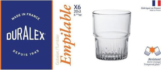 Duralex DURALEX - Stackable Transparent - Szklanka 20 cl - szklo hartowane