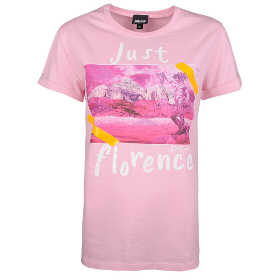 Женская футболка розовая с принтом на груди Just Cavalli T-shirt