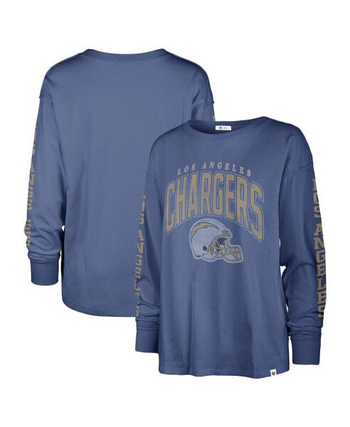Women's Powder Blue Distressed Los Angeles Chargers Tom Cat Lightweight Long Sleeve T-shirt