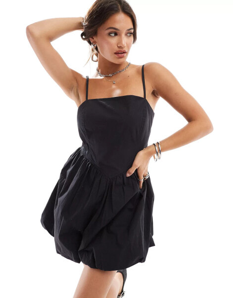 Cotton On bubble hem mini dress in black