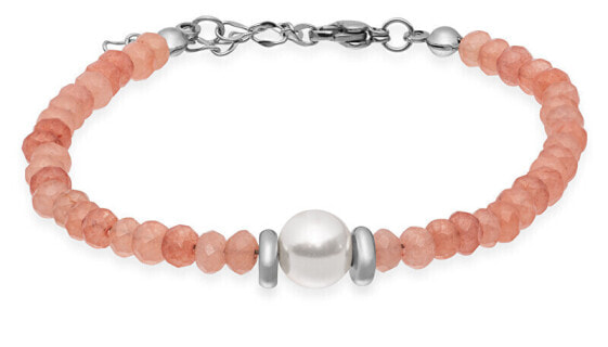 Gentle pink beaded bracelet with pearl VESB0712S-A