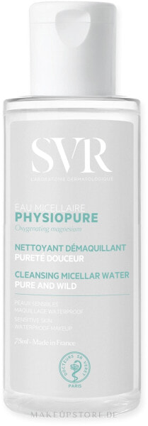 Reinigendes Mizellenwasser für wasserfestes Make-up - SVR Physiopure Eau Micellaire 75 ml