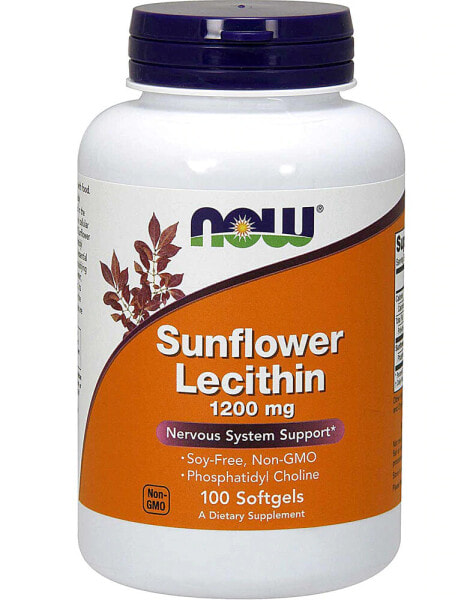 NOW Foods Sunflower Lecithin Подсолнечный лецитин для поддержки нервной системы 1200 мг 100 гелевых капсул