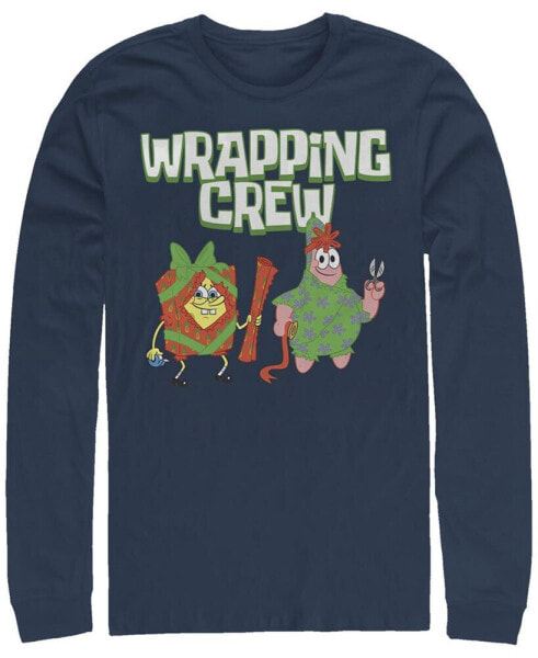 Men's SpongeBob SquarePants Wrapping Crew Long Sleeve T-shirt