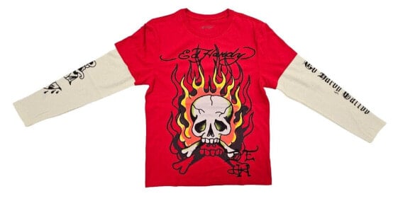 Ed Hardy Flame Skull Hang Down Thermal Tee - EHMD1203-2