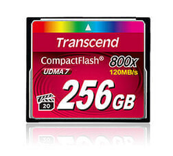 Transcend CompactFlash 800x 256GB - 256 GB - CompactFlash - 120 MB/s - 60 MB/s - Black