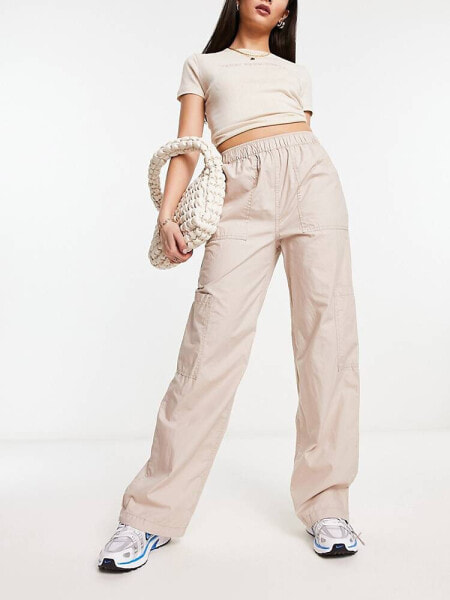 ASOS DESIGN clean pull on cargo trouser in stone