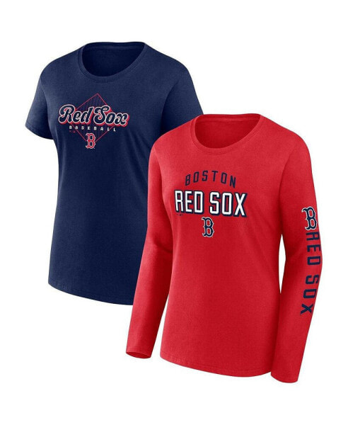 Women's Red, Navy Boston Red Sox T-shirt Combo Pack