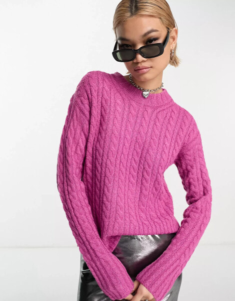 French Connection cable knit jumper in purple