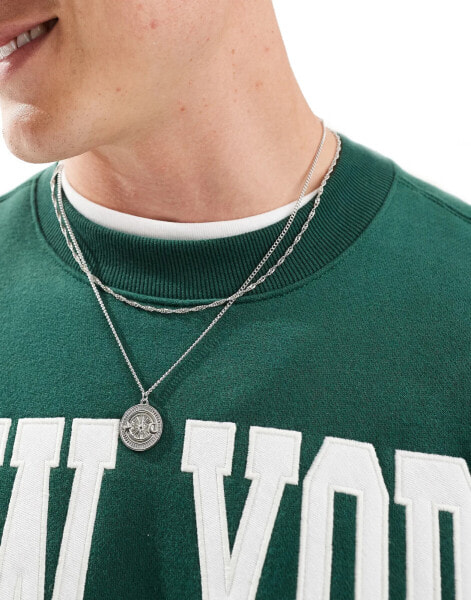 Jack & Jones double layer pendant chain in silver