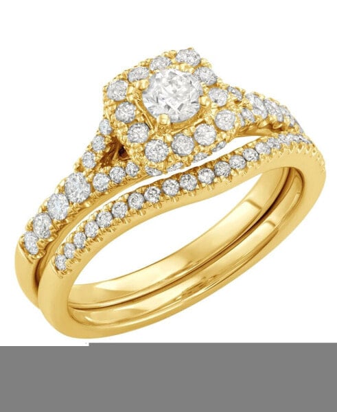 Diamond Halo Bridal Set (1 ct. t.w.) in 14k Yellow or White Gold