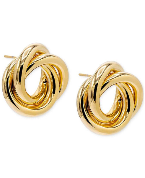 14k Gold-Plated Triple Strand Knot Stud Earrings