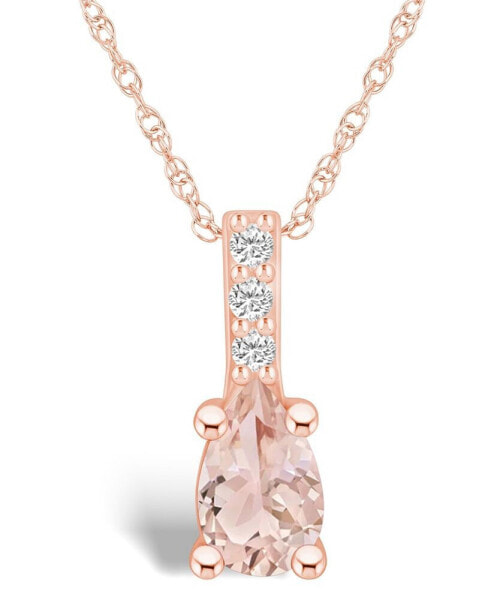 Morganite (3/4 Ct. T.W.) and Diamond Accent Pendant Necklace in 14K Rose Gold