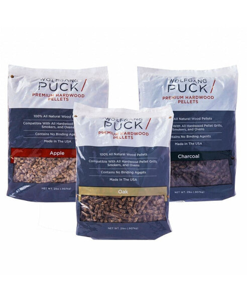 Premium Hardwood Pellets for Smokers & Pellet Grills, 100% All-Natural Wood, Includes: Oak, Apple & Charcoal (Traditional Selection)