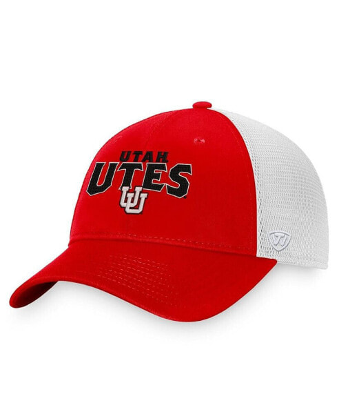 Men's Red, White Utah Utes Breakout Trucker Snapback Hat