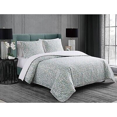 Badgley Mischka 3pc Full/Queen Home Serina Metallic Comforter Set Green