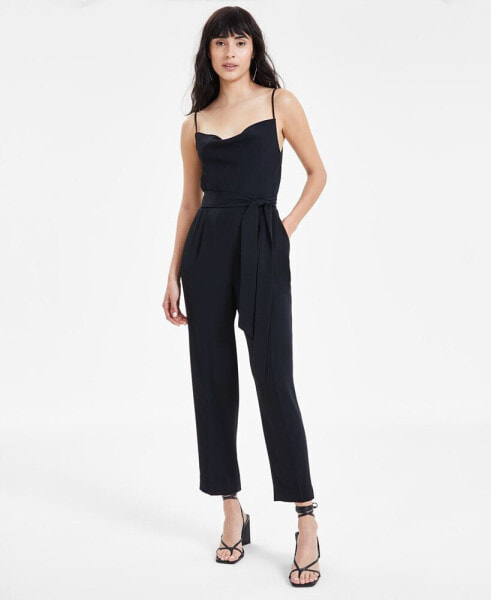 Women's Belted Cowl Neck Jumpsuit, Created for Macy's
