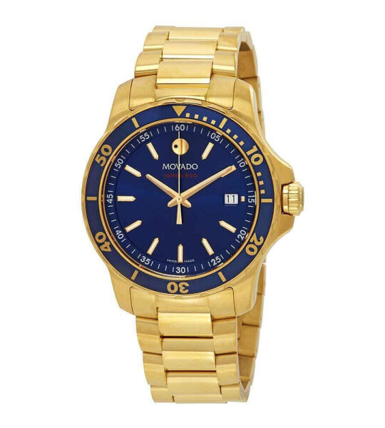 Movado Series 800 Blue Dial Yellow Gold PVD Men's Watch 2600144