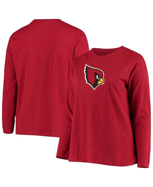 Women's Plus Size Cardinal Arizona Cardinals Primary Logo Long Sleeve T-shirt