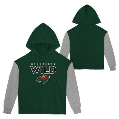 NHL Minnesota Wild Girls' Long Sleeve Poly Fleece Hooded Sweatshirt