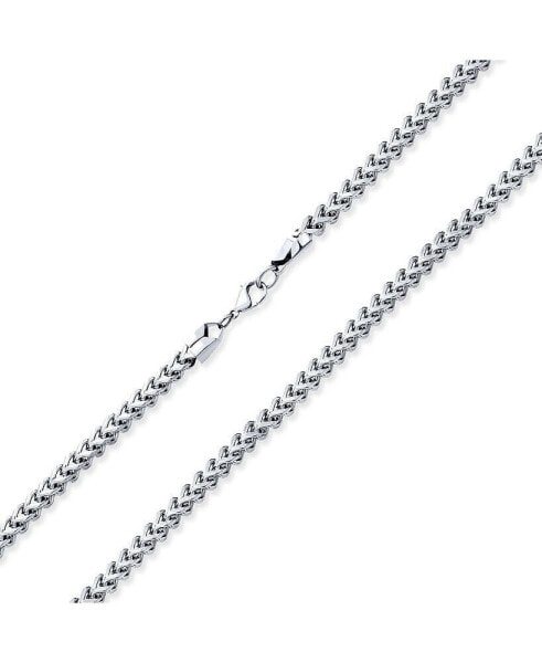 Heavy Duty Biker Jewelry Curb Wheat Link Foxtail Solid Chain Necklace Men Silver Tone Stainless Steel 5MM, 30 Inch