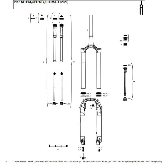 Вилка RockShox набор кнопок демпфера фирмы Charger RC2 для Lyrik RC2/Ultimate RC2/Pike RC2 Ultimate Compressor