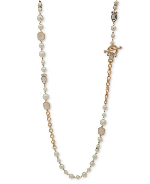 Gold-Tone Crystal & Imitation Pearl 42" Strand Necklace