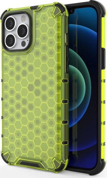 Hurtel Honeycomb etui pancerny pokrowiec z żelową ramką iPhone 13 Pro Max zielony