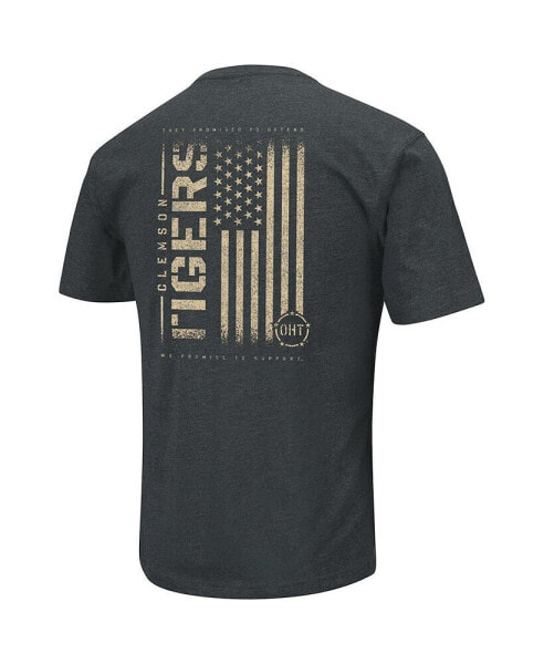 Men's Heathered Black Clemson Tigers OHT Military-Inspired Appreciation Flag 2.0 T-shirt