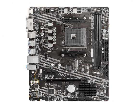 MSI A520M-A PRO - AMD - Socket AM4 - 3rd Generation AMD Ryzen™ 3 - 3rd Generation AMD Ryzen 5 - 3rd Generation AMD Ryzen™ 7 - 3rd... - DDR4-SDRAM - 64 GB - DIMM - Материнская плата