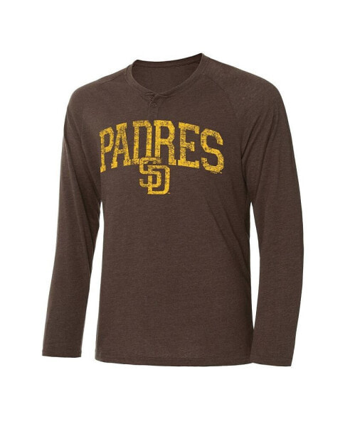 Men's Brown San Diego Padres Inertia Raglan Long Sleeve Henley T-shirt