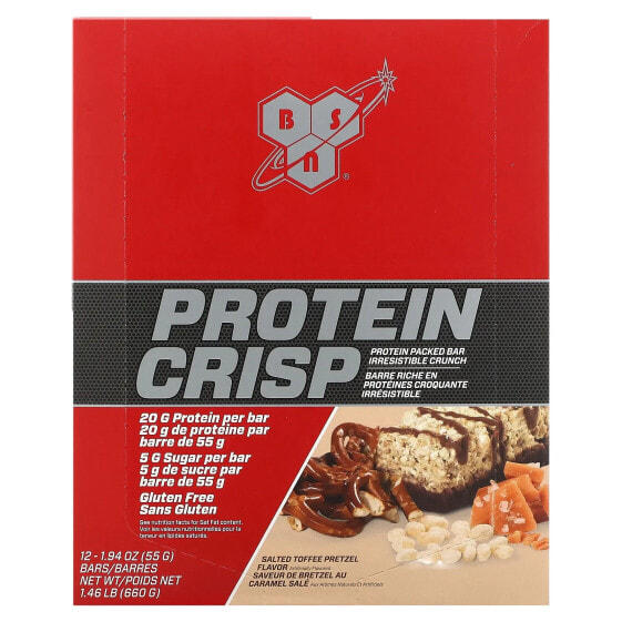 Protein Crisp, Salted Toffee Pretzel, 12 Bars, 1.94 oz (55 g) Each