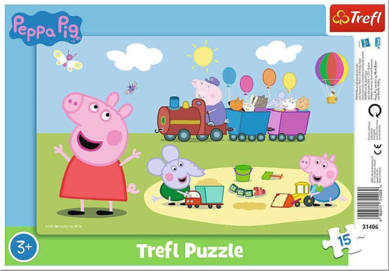 Trefl Puzzle ramkowe Świnka Peppa wesoły pociąg 15 elementów