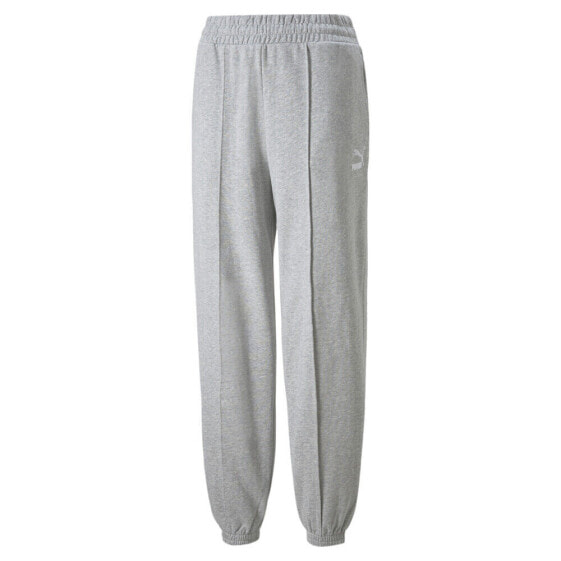 Puma Classics Logo Elastic Waist Sweatpants Womens Grey Casual Athletic Bottoms