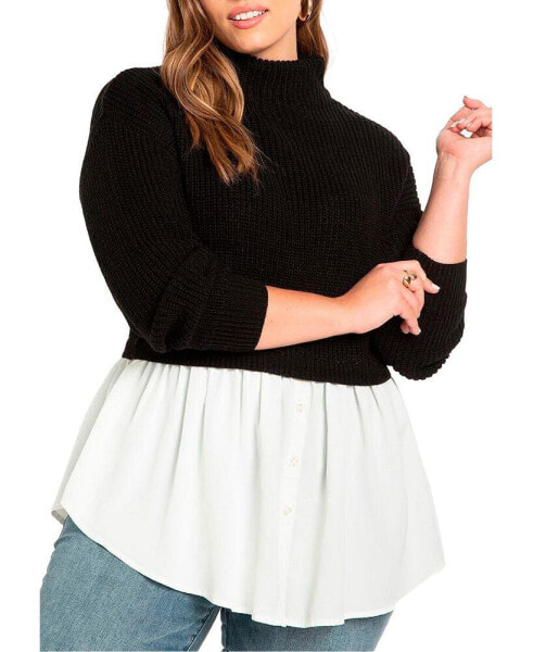 Plus Size Twofer Skirted Sweater