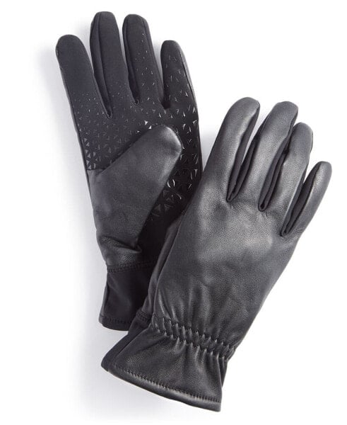 Men's Gathered-Wrist Lined Leather Gloves