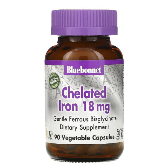 Железо хелатированное, 18 мг, 90 капсул Bluebonnet Nutrition