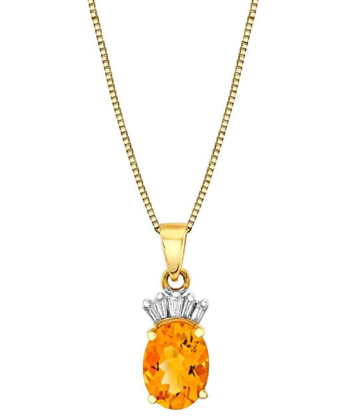 Citrine (1-1/4 ct. t.w.) & Diamond Accent Oval 18" Pendant Necklace in 14k Gold