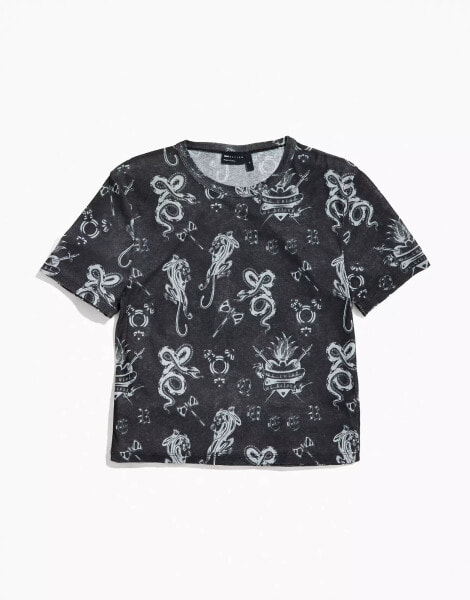 ASOS DESIGN PRIDE genderless baby tee in black mesh with print