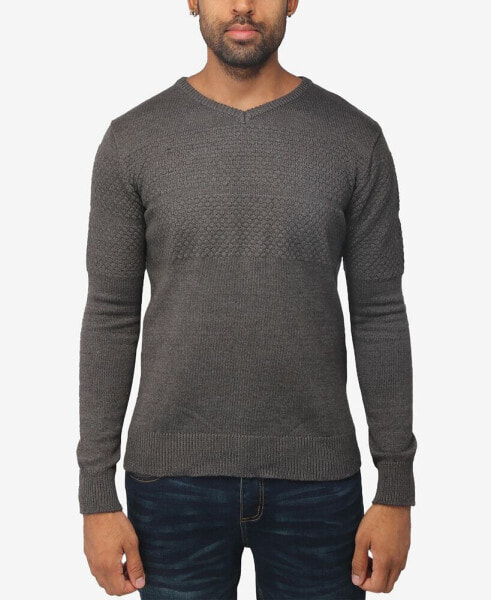 Men's V-Neck Honeycomb Knit Sweater