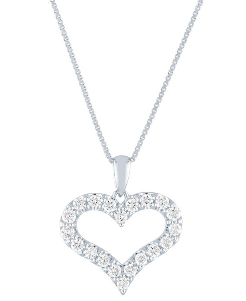 Forever Grown Diamonds lab Grown Diamond Heart Pendant Necklace (1/2 ct. t.w.) in Sterling Silver, 16" + 2" extender