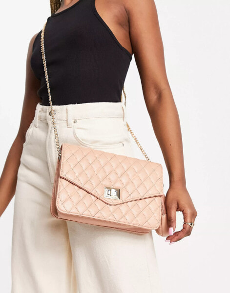 French Connection quilted crossbody bag in pink