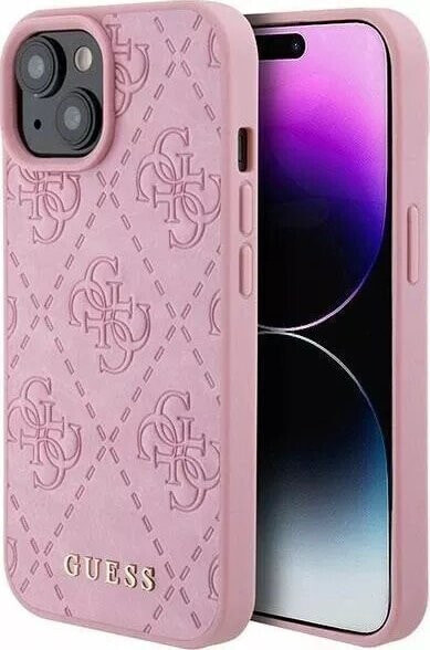 Guess Guess GUHCP15SP4EPMP iPhone 15 / 14 / 13 6.1" różowy/pink hardcase Leather 4G Stamped